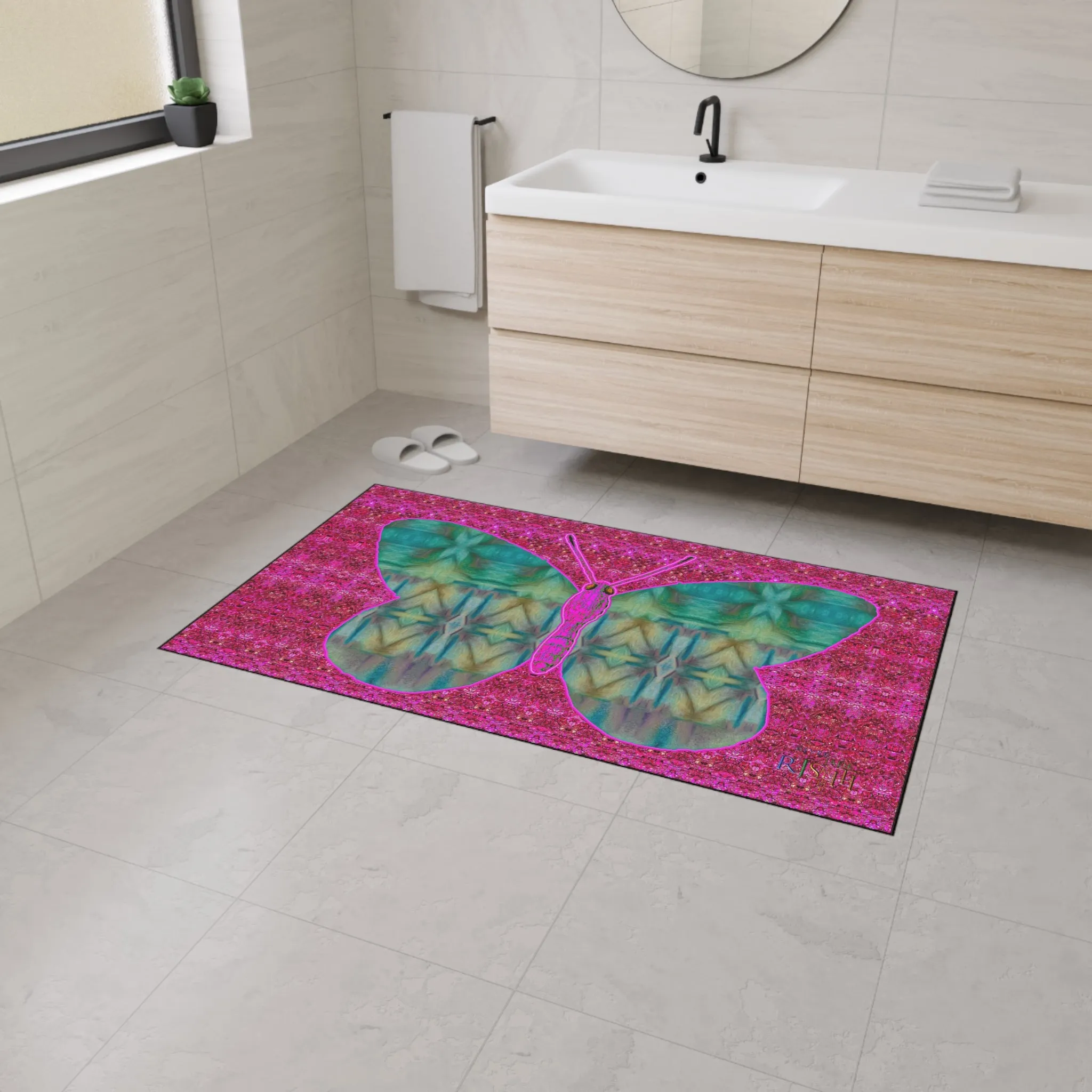 Heavy Duty Floor Mat (Butterfly Glade Denizen & Samhain Dream Thaw 13 & Pink Logo@Alchemic) RJSTH@Fabric#9_4 of 14 RJSTHw2025 RJS