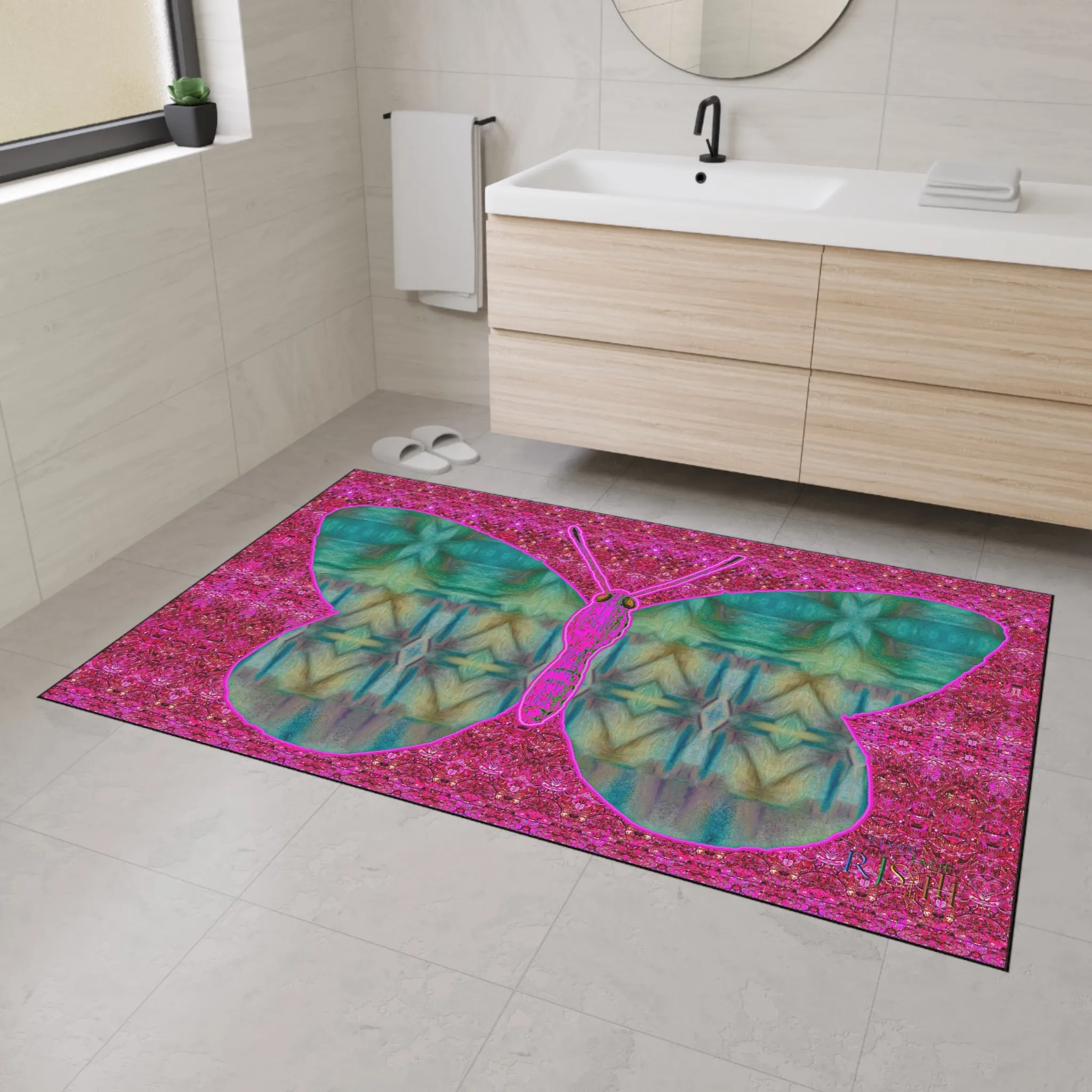 Heavy Duty Floor Mat (Butterfly Glade Denizen & Samhain Dream Thaw 13 & Pink Logo@Alchemic) RJSTH@Fabric#9_4 of 14 RJSTHw2025 RJS