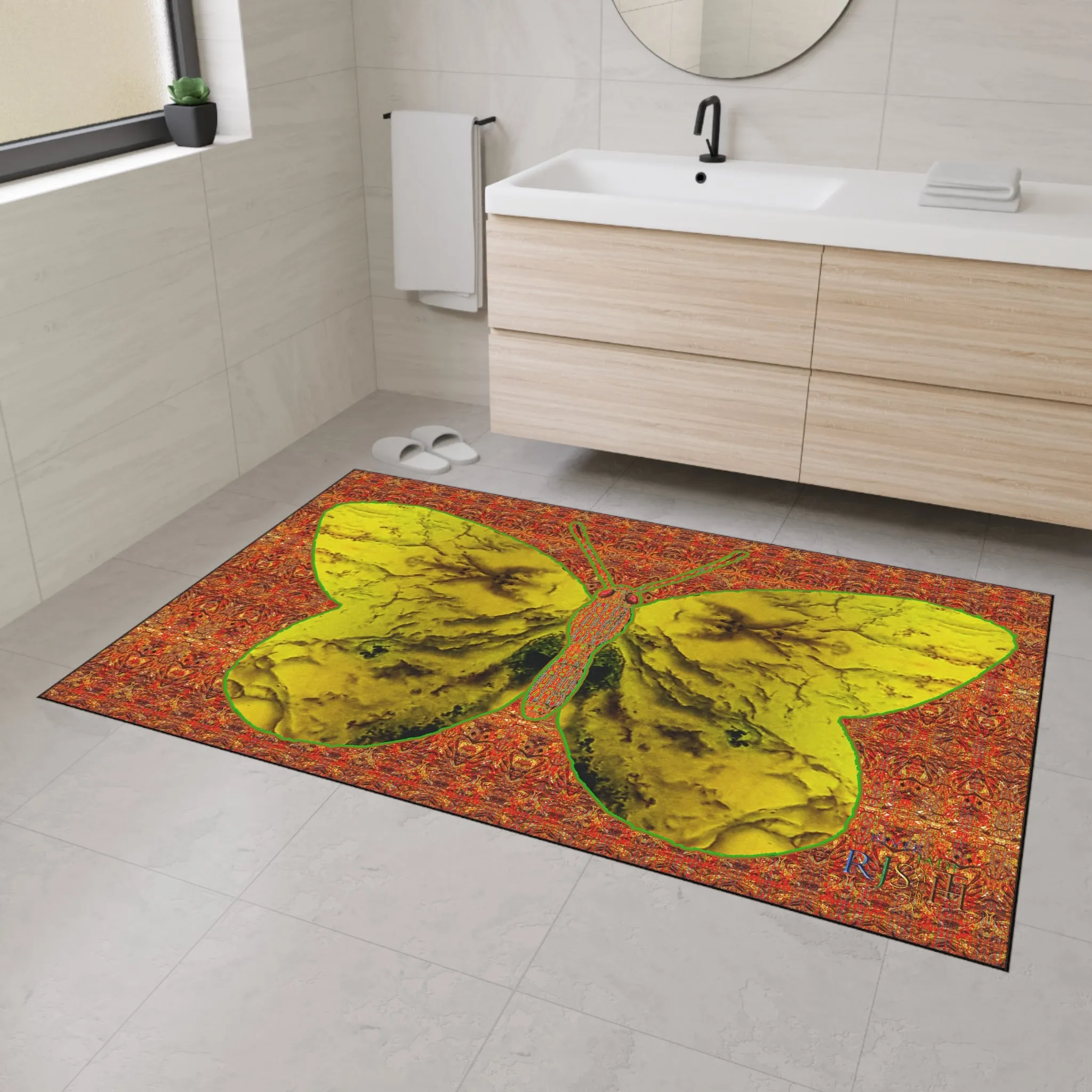 Heavy Duty Floor Mat (Butterfly Glade Denizen & Samhain Dream Thaw 15 & Orange Logo@Alchemic) RJSTH@Fabric#1_6 of 15 RJSTHw2025 RJS