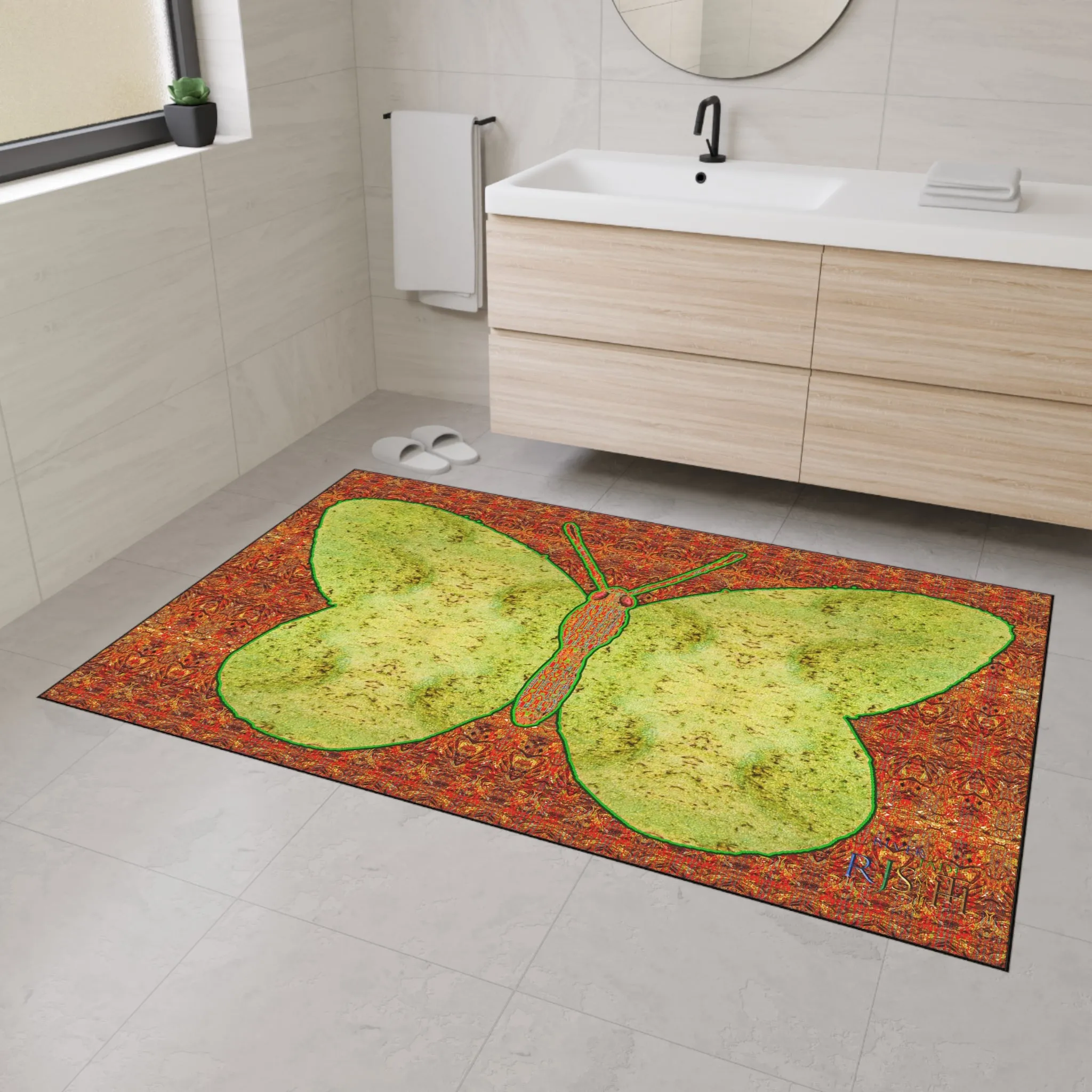 Heavy Duty Floor Mat (Butterfly Glade Denizen & Samhain Dream Thaw 15 & Orange Logo@Alchemic) RJSTH@Fabric#2_13 of 16 RJSTHw2025 RJS