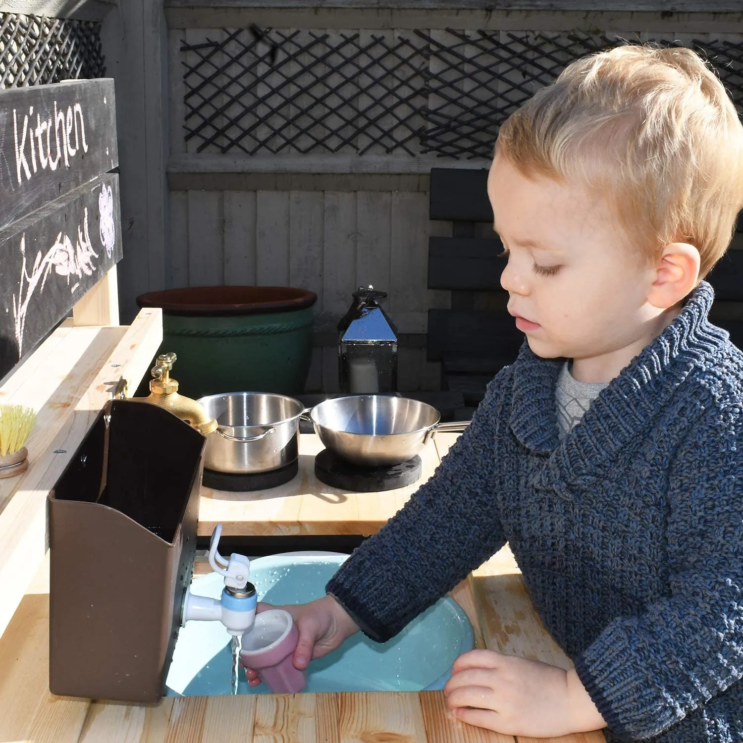 Heavy Duty Montessori Wooden Kids Mud Kitchen | Outdoor Toy Kitchen | 18m 