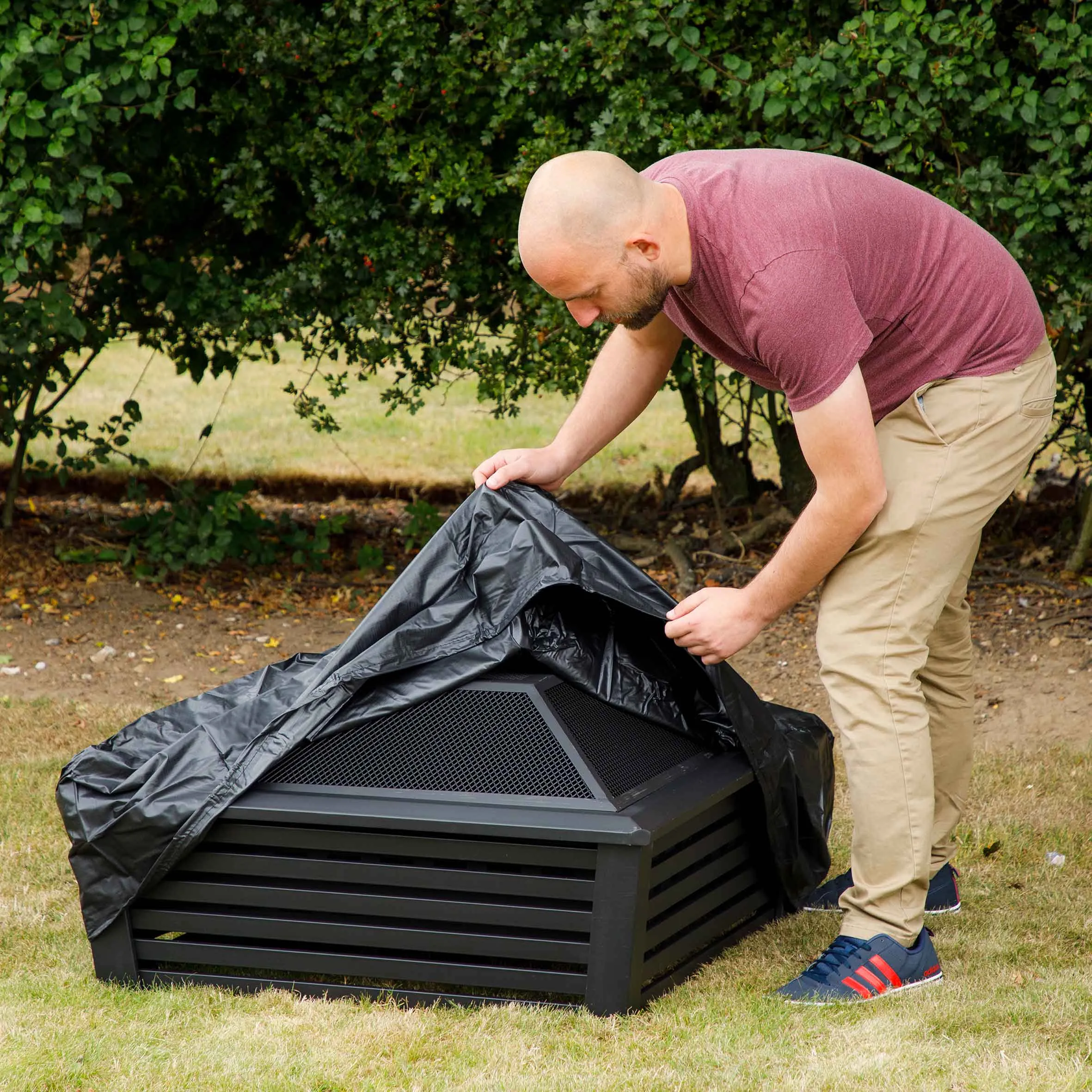 Heavy Duty, Water Resistant, PVC Fire Pit Cover with Drawstrings - DG119