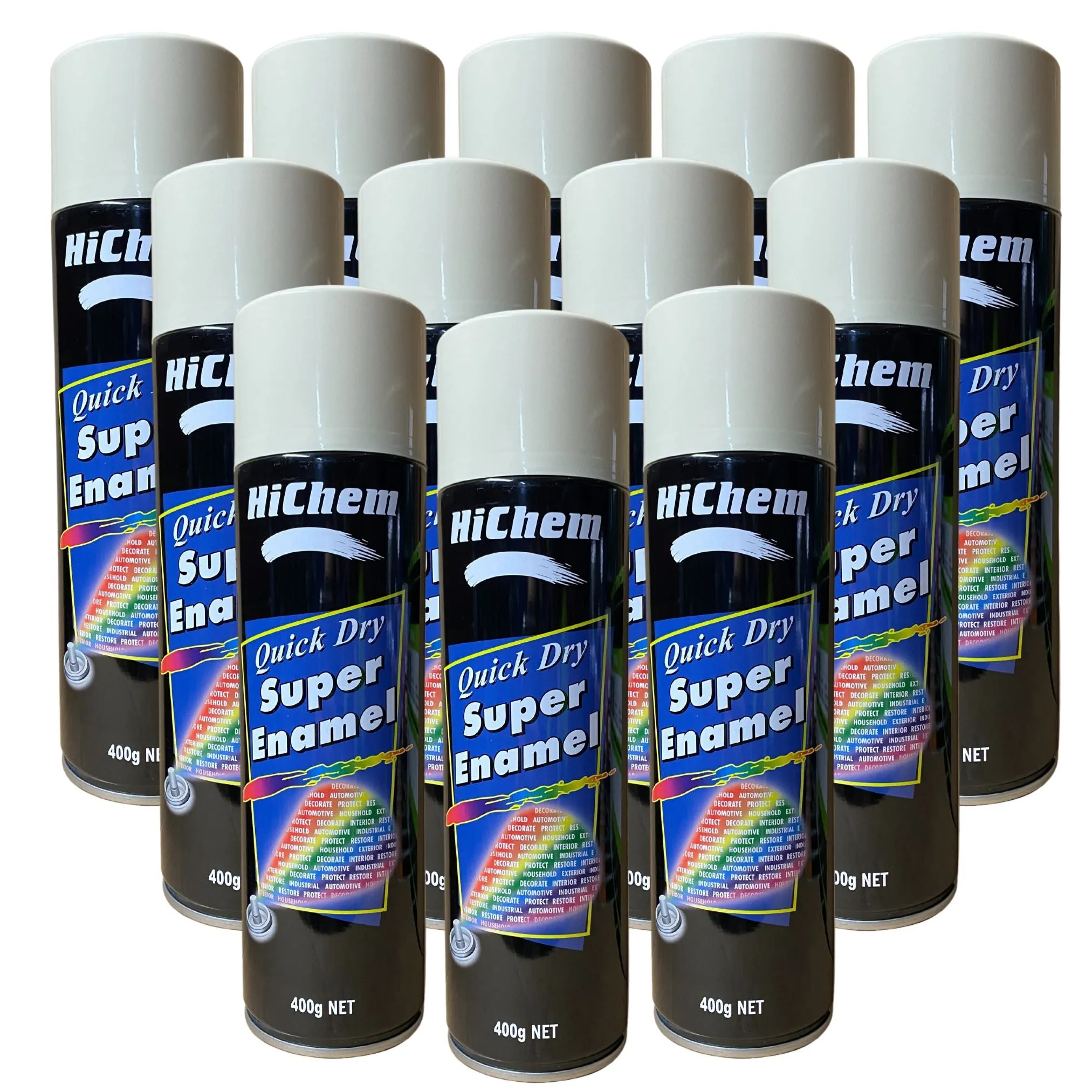 Hichem Quick Dry Super Enamel Spray Paint 12 Cans - Beige