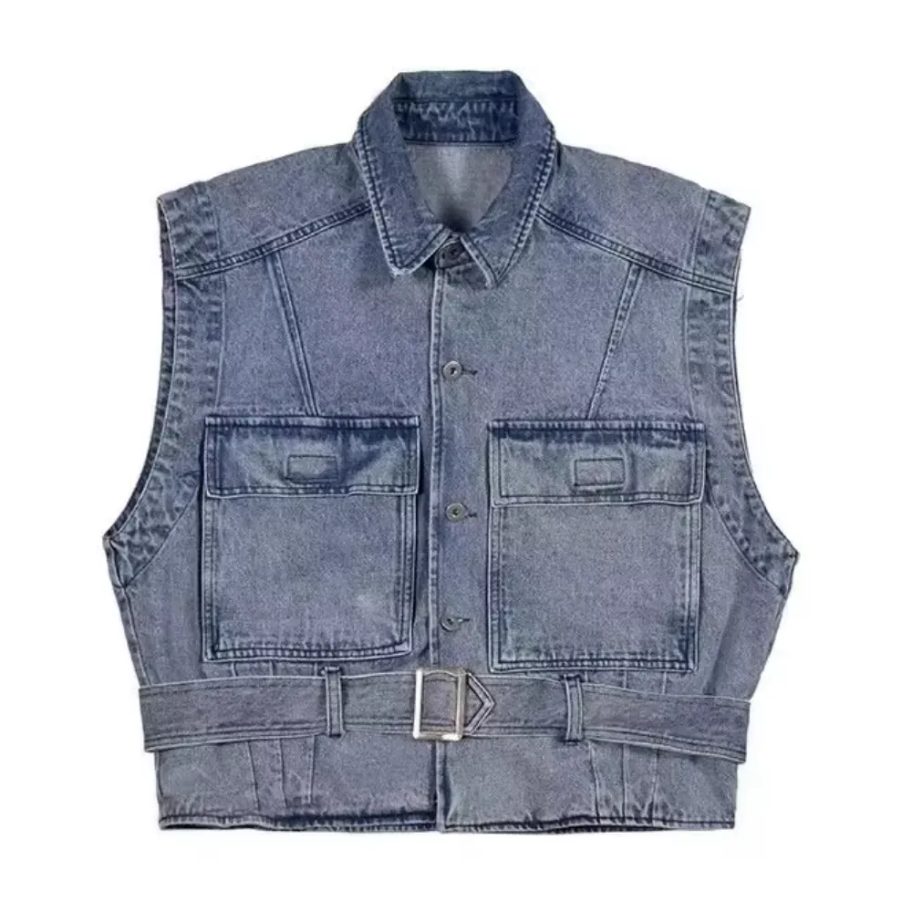 High Street Multi-Pocket Cargo Denim Vest