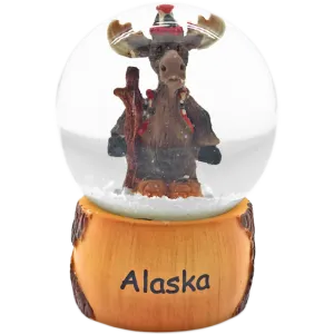 Hiking Moose Mini Alaska Snowglobe