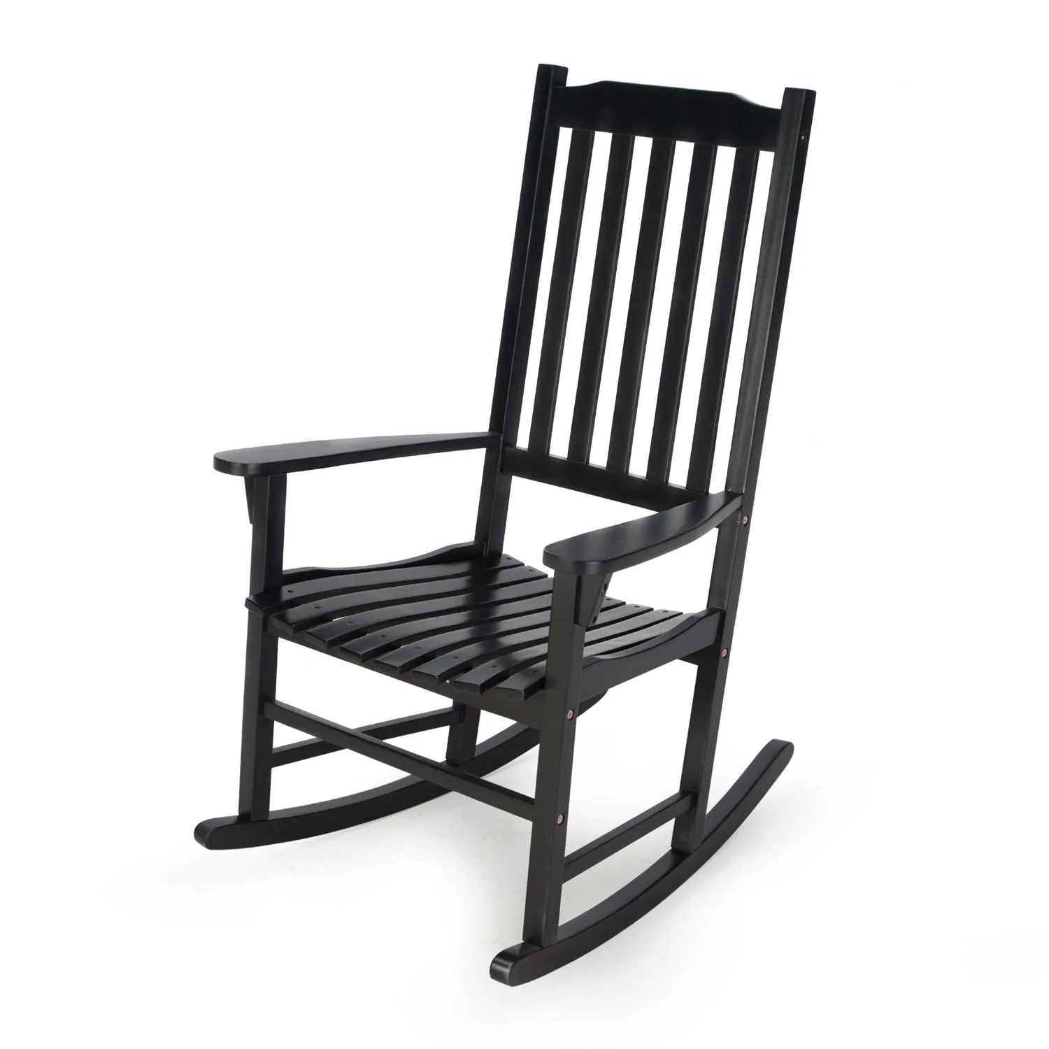 Indoor/Outdoor Patio Porch Black Slat Rocking Chair