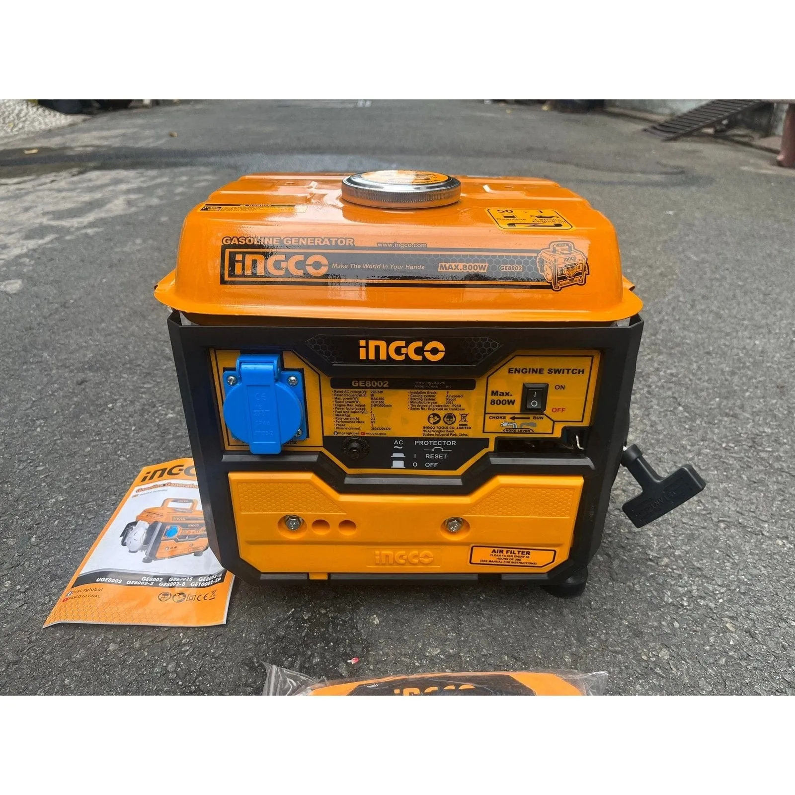 Ingco 800W Gasoline Generator with 12V DC Output - GE8002