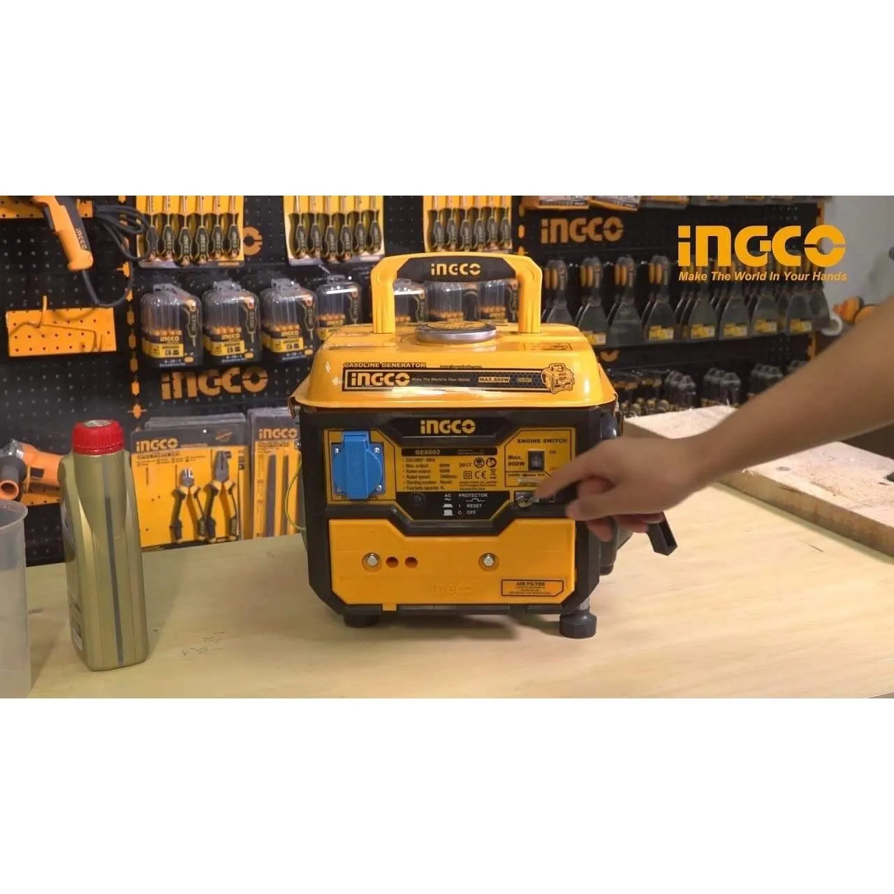 Ingco 800W Gasoline Generator with 12V DC Output - GE8002