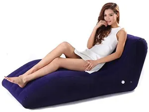Intime Plastics Flocked Lounge Chair Inflatable Leisure Recliner S-Type Sofa Bed Creative Lunch Break Chair for Living Room Office Backyard (Color : Blue) - Retails $407 