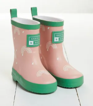 Kids Pink Rainbow Colour Changing Wellies | Grass & Air