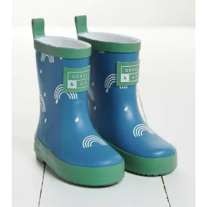 Kids Royal Blue Rainbow Colour Changing Wellies | Grass & Air