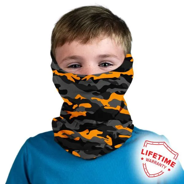 Kids Shields  | Orange & Grey Military Camo