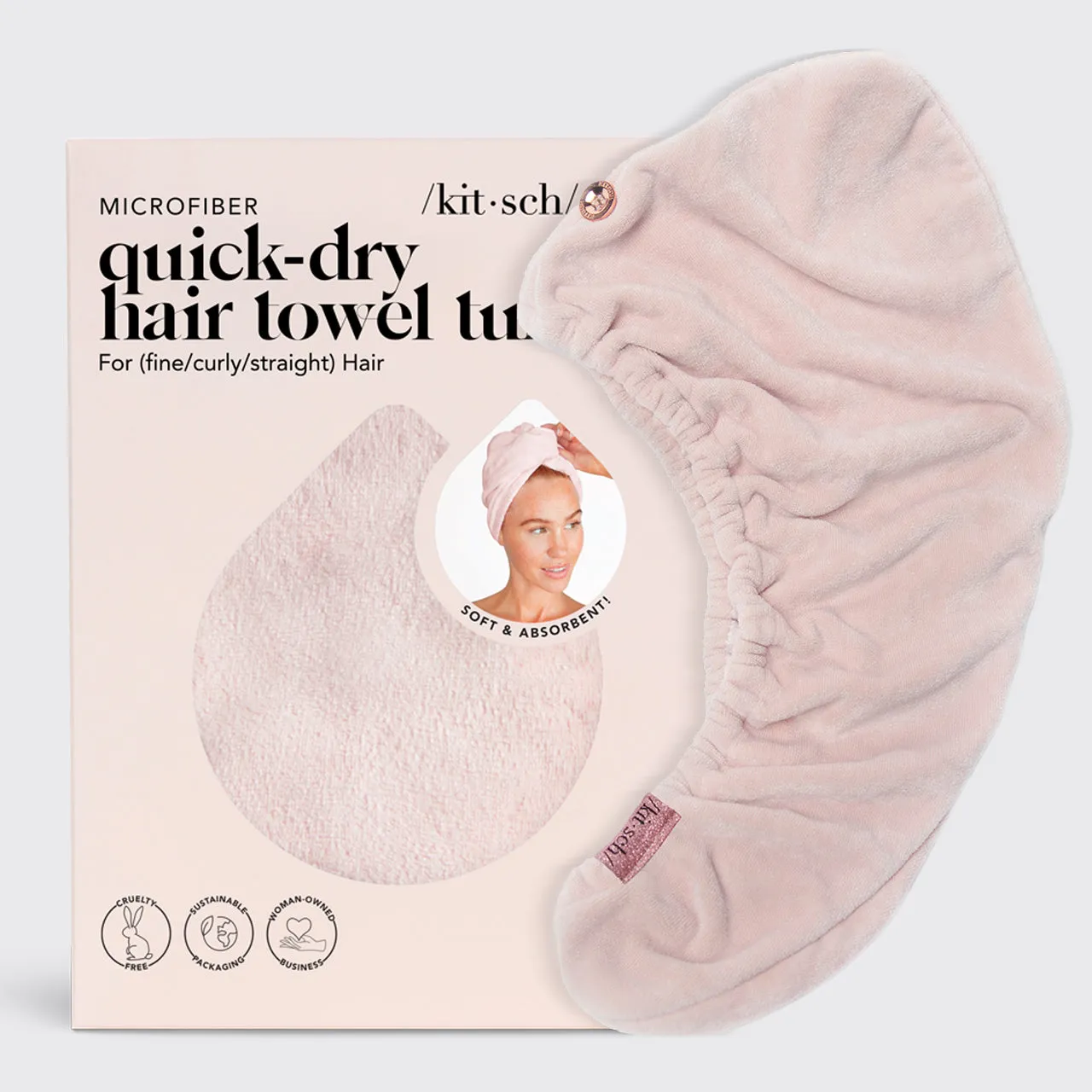 Kitsch Quick Dry Hair Towel Turban - Blush