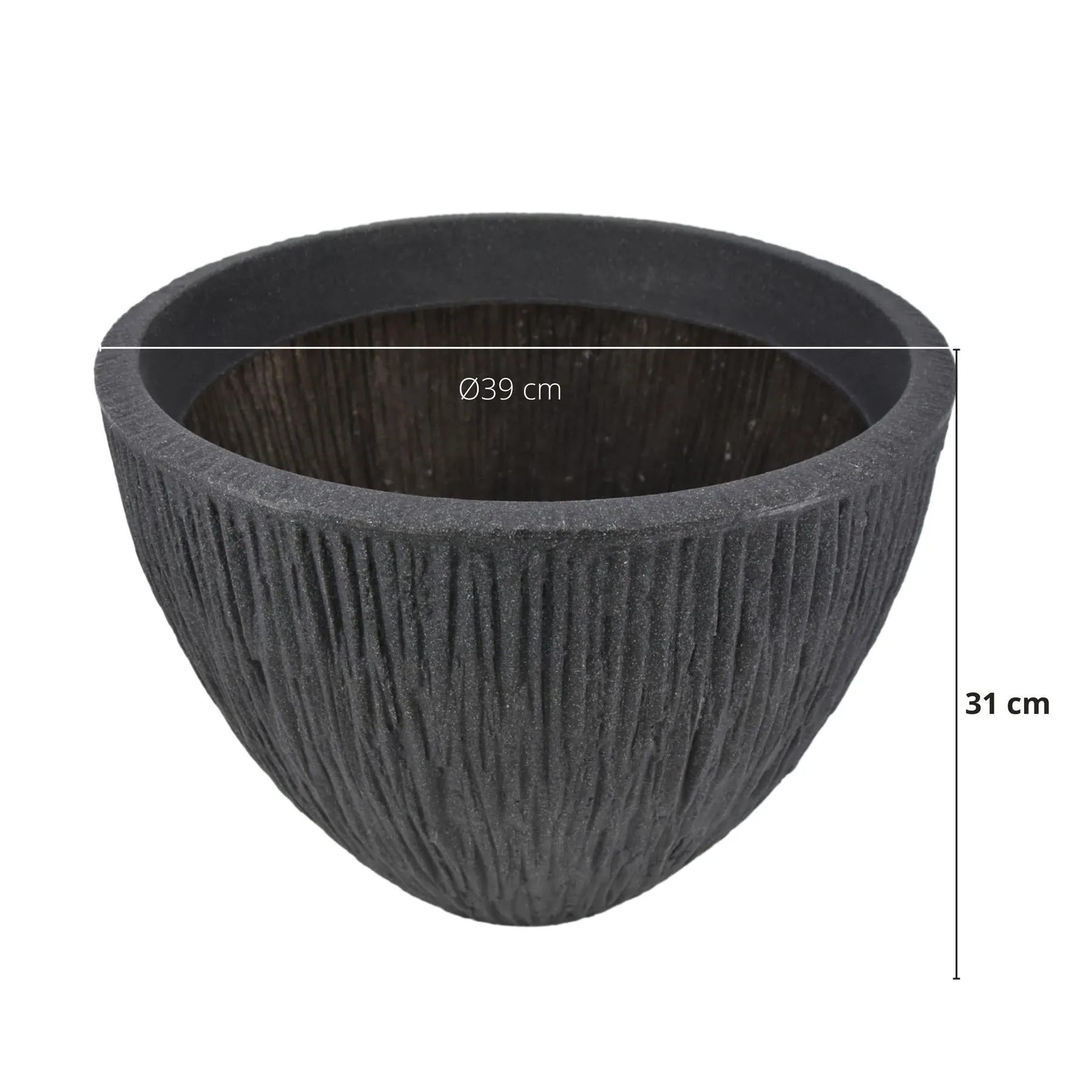 Large Anthracite Round Flower Pot 31 cm