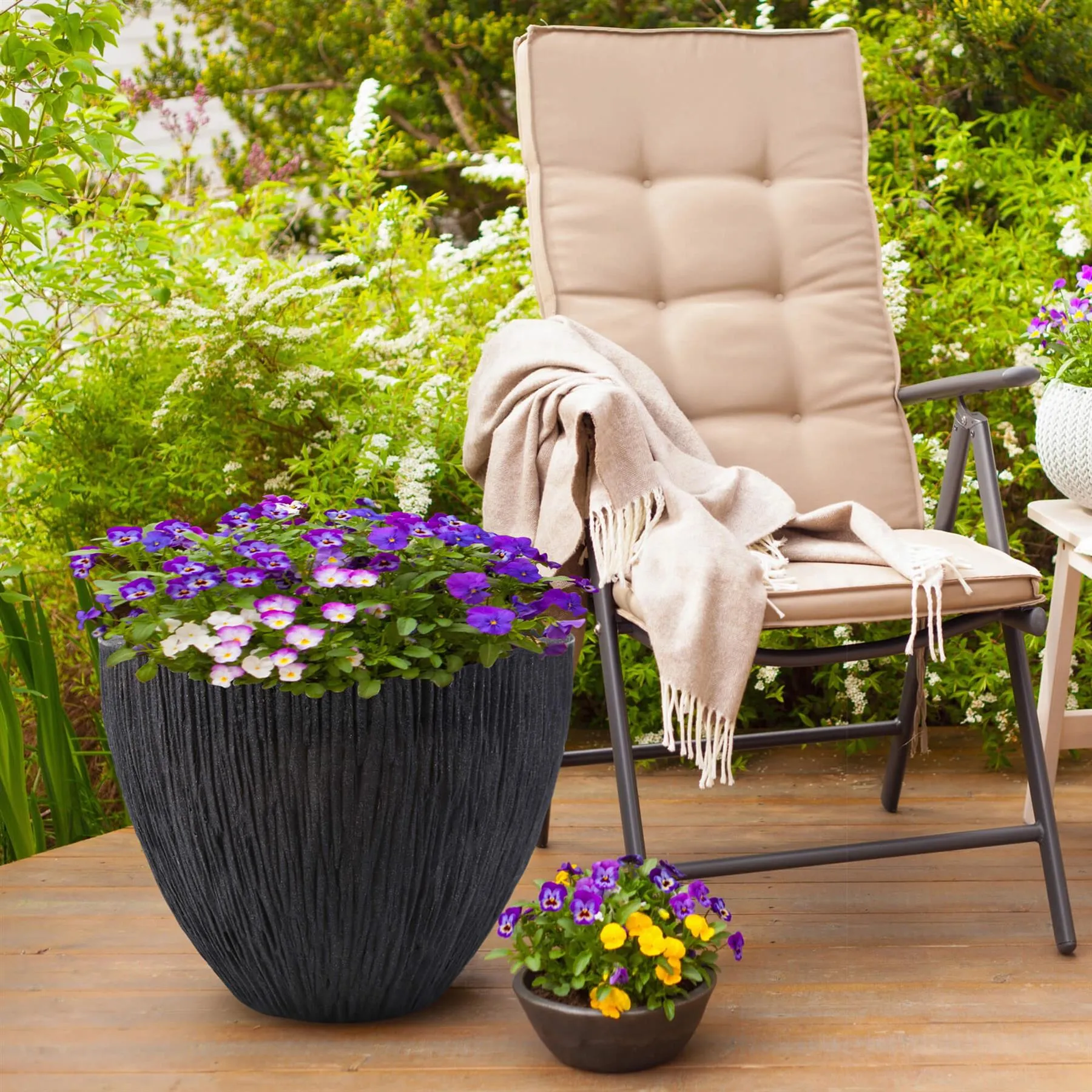 Large Anthracite Round Flower Pot 31 cm