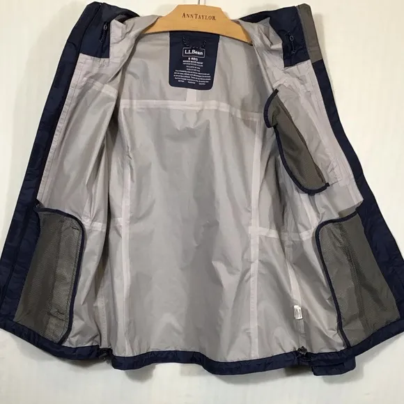 LL Bean Womens Hooded Rain Jacket Size S Trail Model Waterproof Nylon Packable