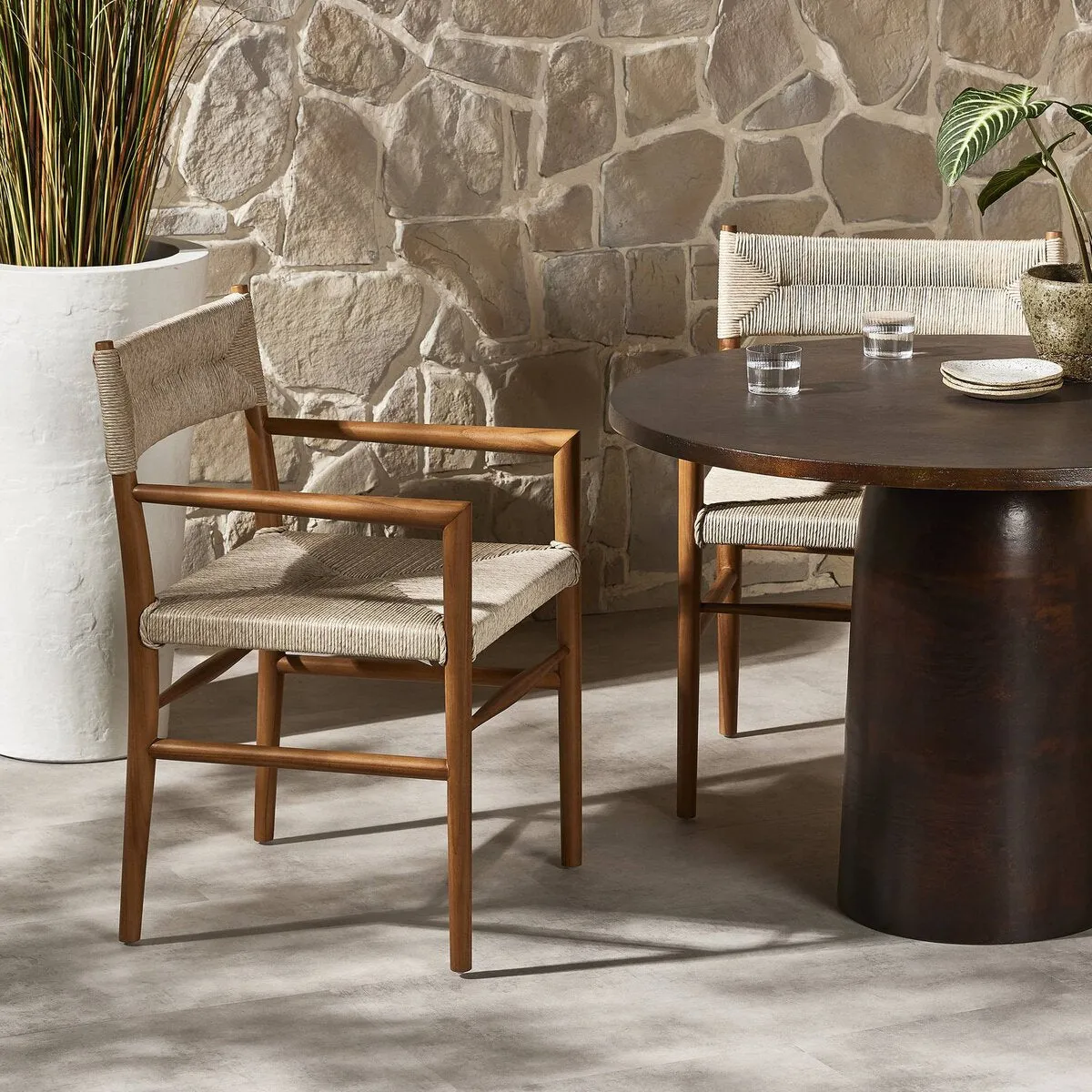 Lomas Outdoor Dining Armchair - Vintage White