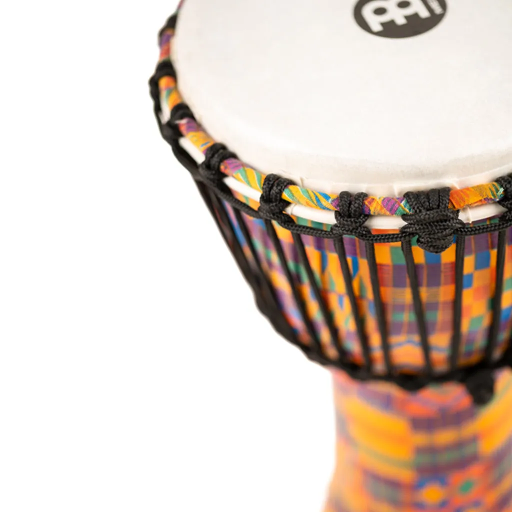 MEINL Percussion PADJ2-S-F 8inch Rope Tuned Travel Series Djembe, Synthetic Head, Kenyan Quilt