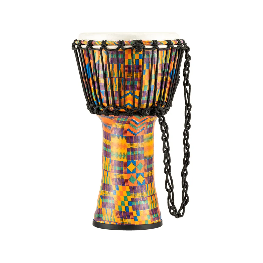 MEINL Percussion PADJ2-S-F 8inch Rope Tuned Travel Series Djembe, Synthetic Head, Kenyan Quilt