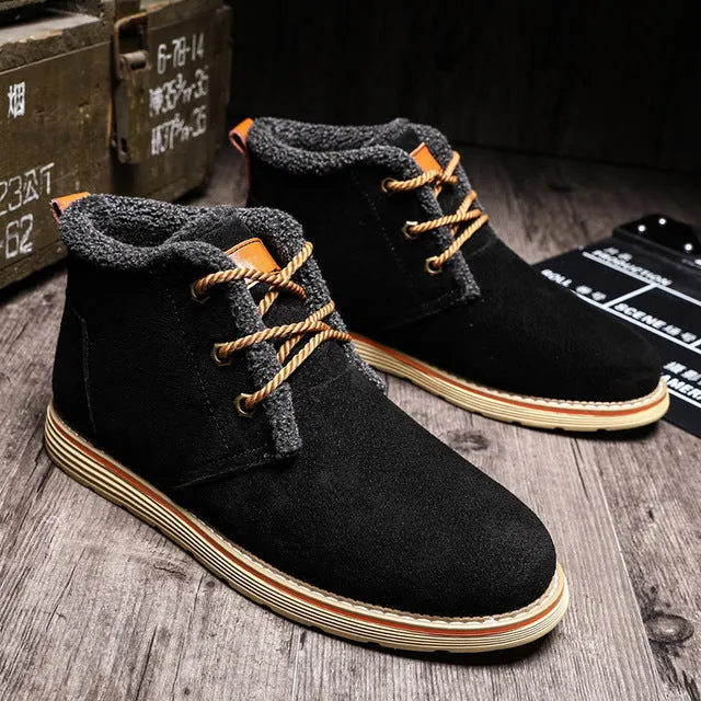 Men Plushing Warm Boots New Korean Version Round Head Frenulum Autumn Winter Casual Shoes High Quality Antiskid Windproof Boots
