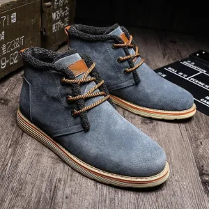 Men Plushing Warm Boots New Korean Version Round Head Frenulum Autumn Winter Casual Shoes High Quality Antiskid Windproof Boots