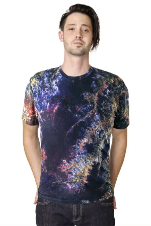 Mens Short Sleeve T-shirt- Printed Image of Earth - Cool Activewear - Ghadamis River