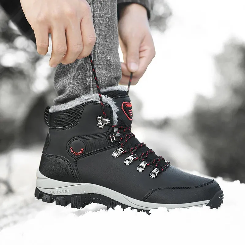 Men's Winter Snow Boots – Waterproof High-Top Warm Plush Climbing Shoes
