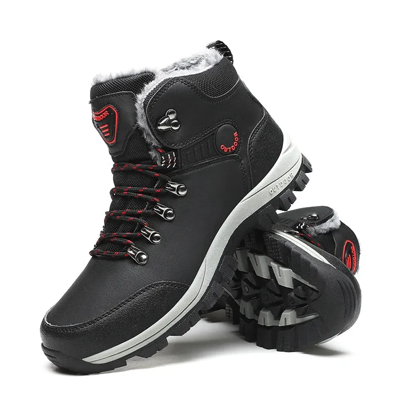Men's Winter Snow Boots – Waterproof High-Top Warm Plush Climbing Shoes