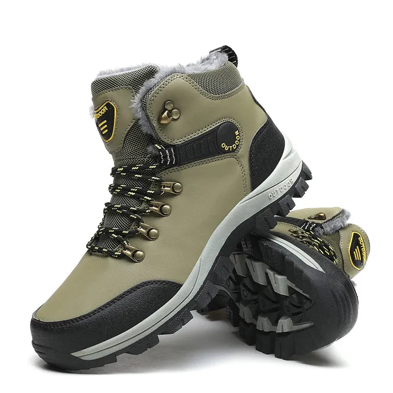 Men's Winter Snow Boots – Waterproof High-Top Warm Plush Climbing Shoes