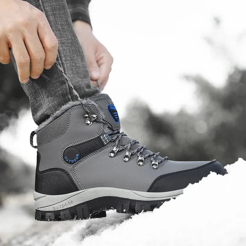 Men's Winter Snow Boots – Waterproof High-Top Warm Plush Climbing Shoes