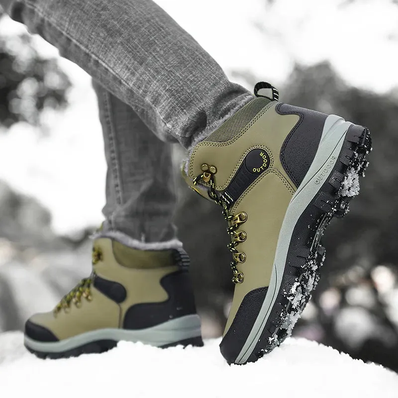 Men's Winter Snow Boots – Waterproof High-Top Warm Plush Climbing Shoes