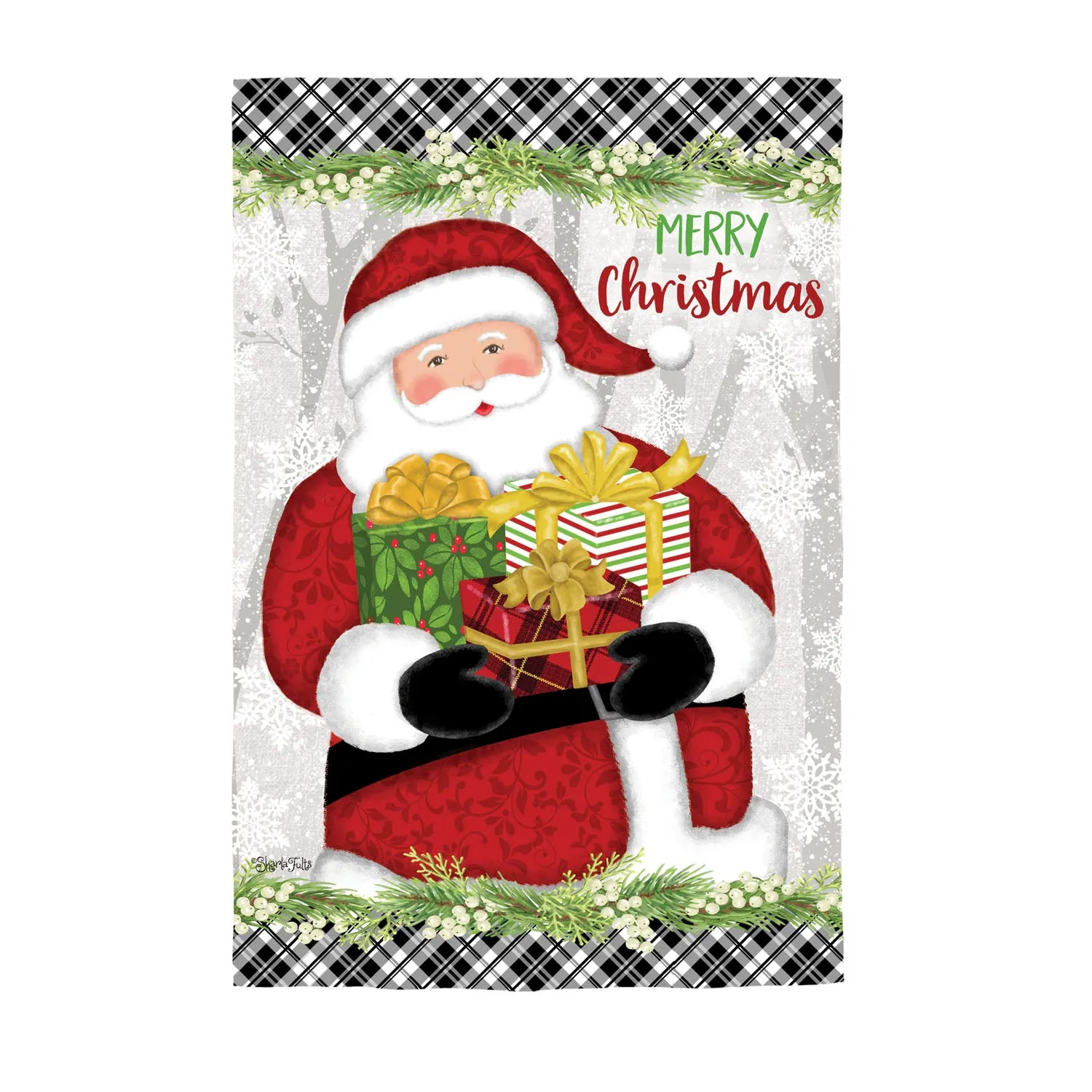 Merry Santa House Textured Suede Flag,13es10065