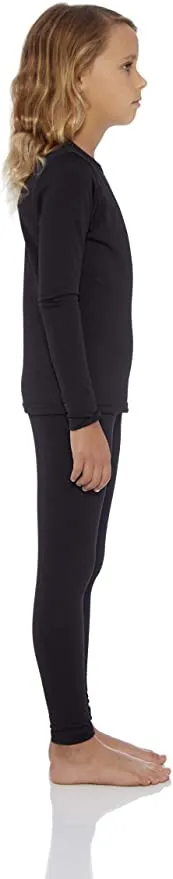 New Bienzoe Girl's High Tech Fiber Thermals Long Johns Tops & Pants Set, Sz 8-10 Years! Black! Great as Pj's!!