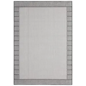Nicole Miller New York Patio Country Landry Traditional Border Indoor/Outdoor Area Rug, Grey/Blue, 5'2"x7'2" - open_box