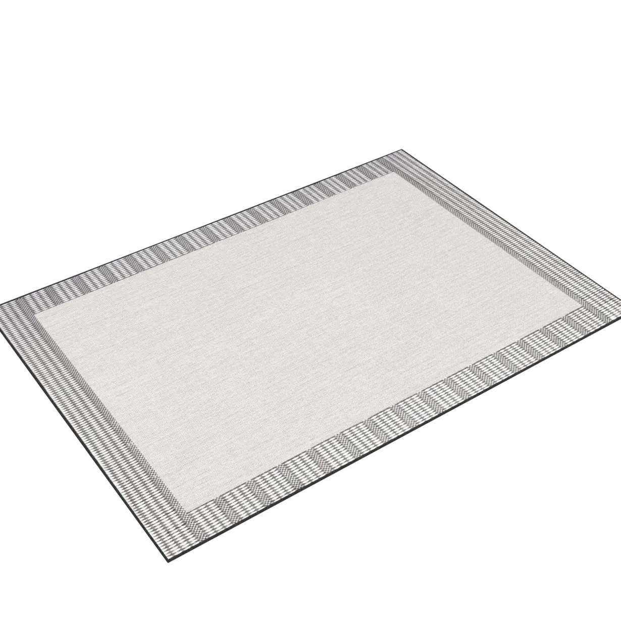 Nicole Miller New York Patio Country Landry Traditional Border Indoor/Outdoor Area Rug, Grey/Blue, 5'2"x7'2" - open_box