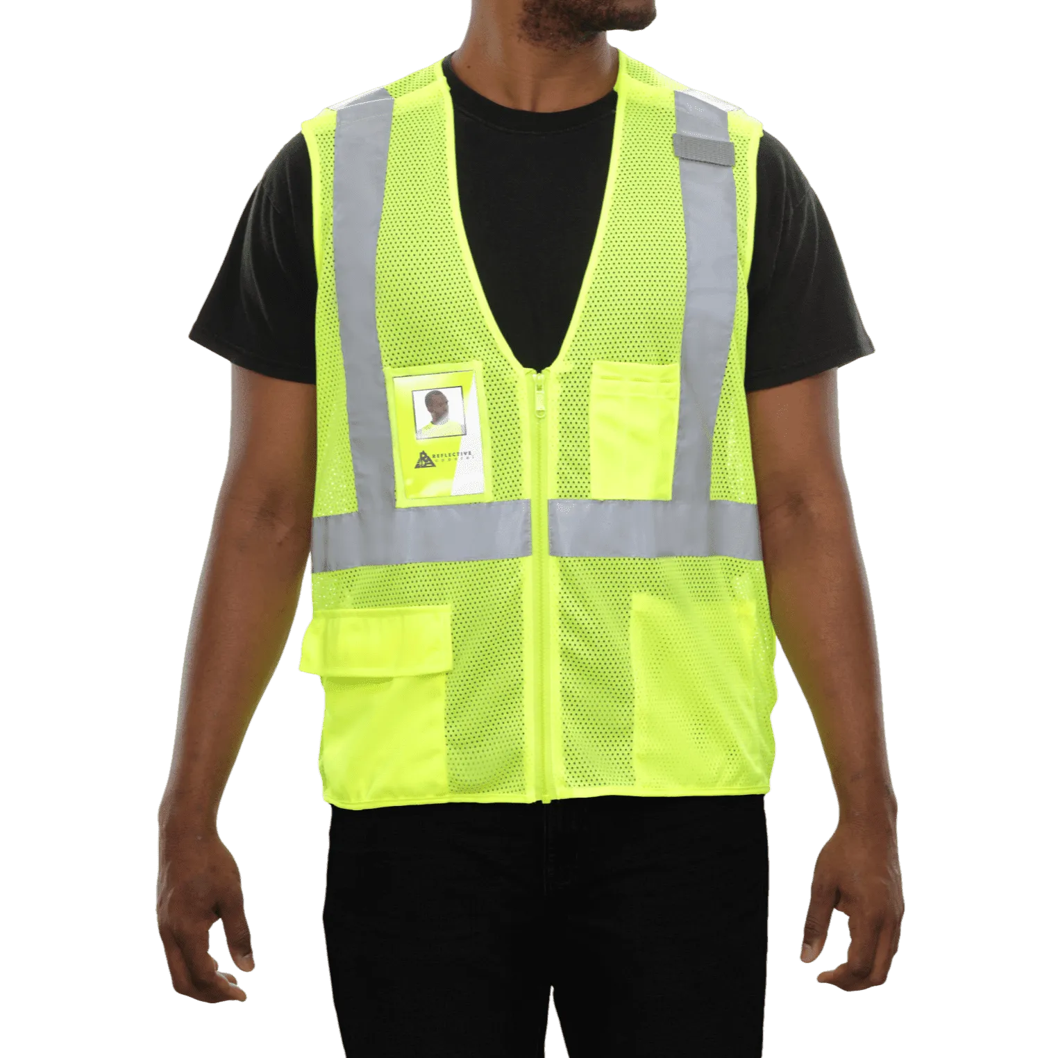 Orange Reflective Safety Vest With ID Pouch