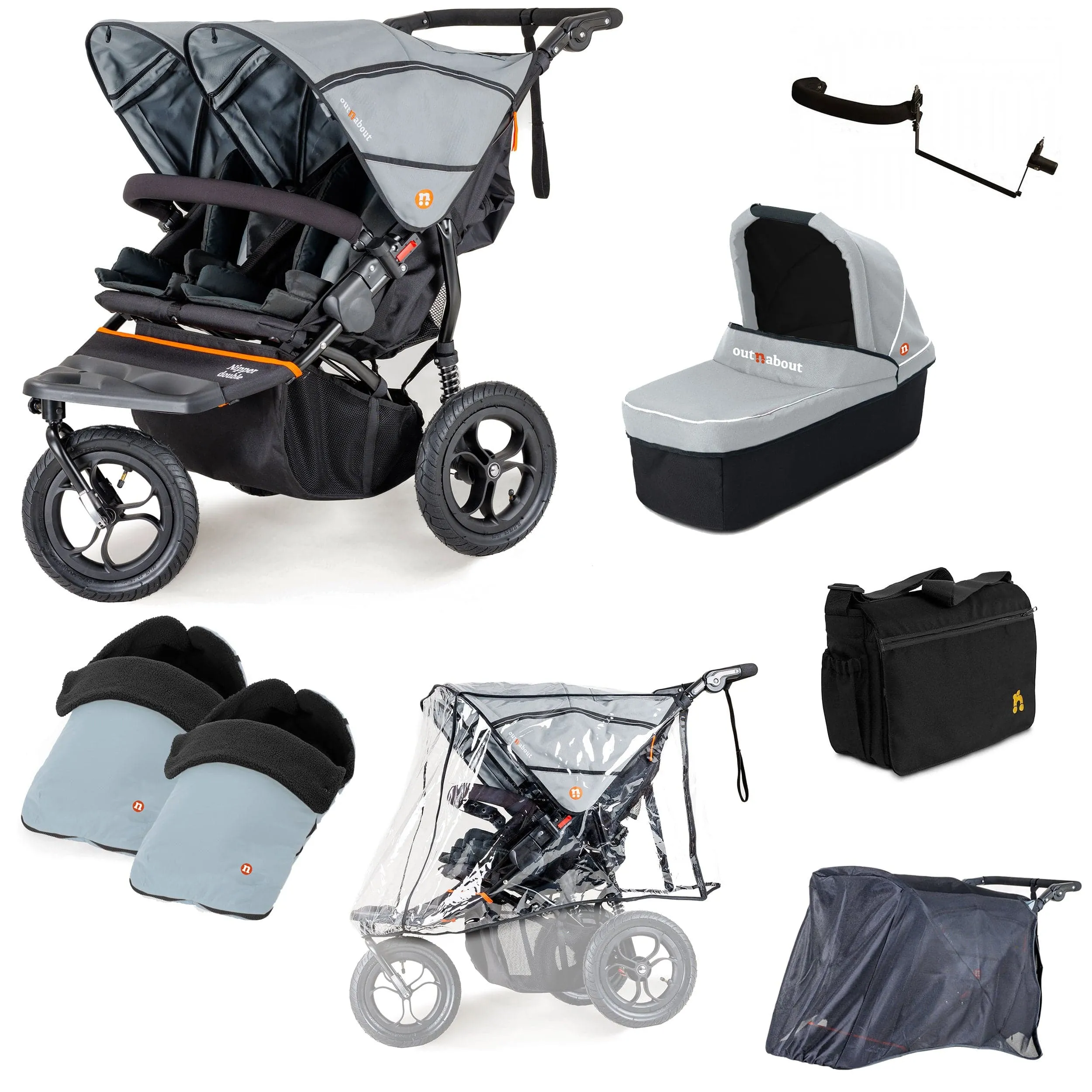 Out n About Nipper Double Duo Ultimate Kit in Rock Salt Grey
