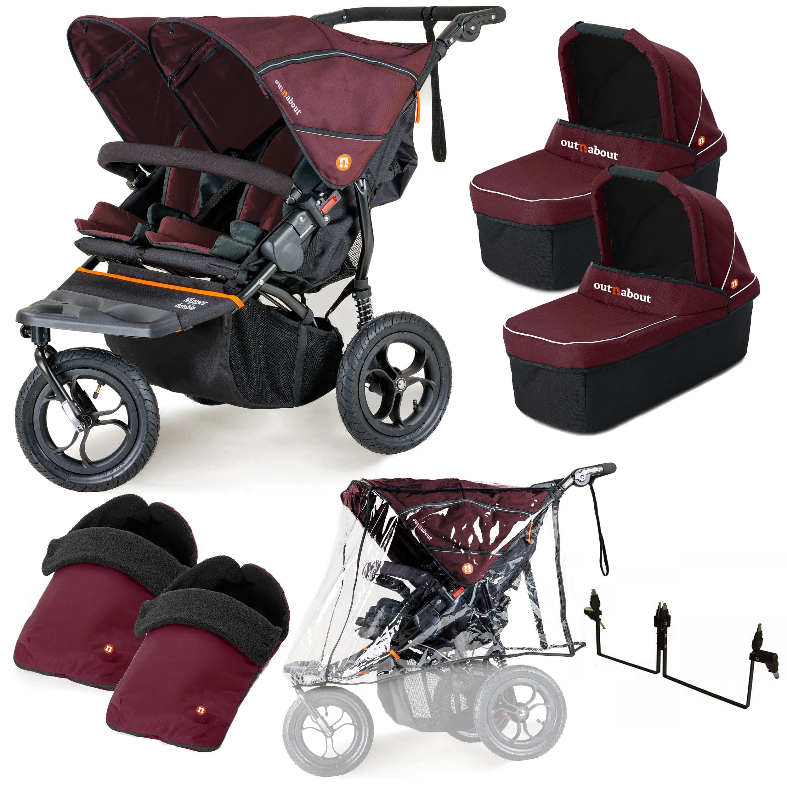 Out n About Nipper Double Twin Essentials Kit in Brambleberry Red