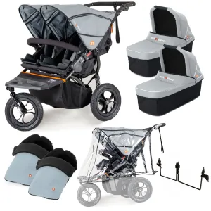 Out n About Nipper Double Twin Essentials Kit in Rock Salt Grey