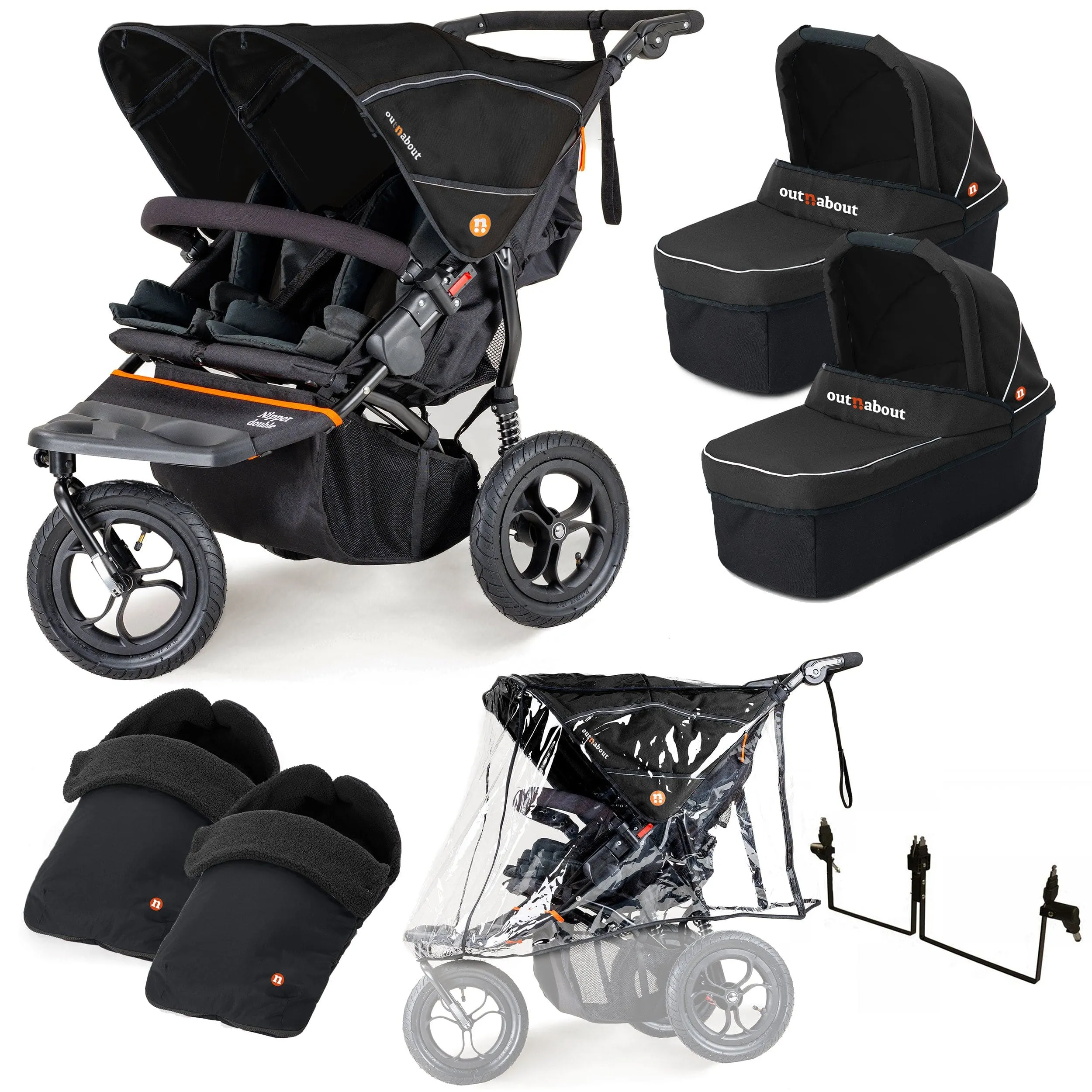 Out n About Nipper Double Twin Essentials Kit in Summit Black