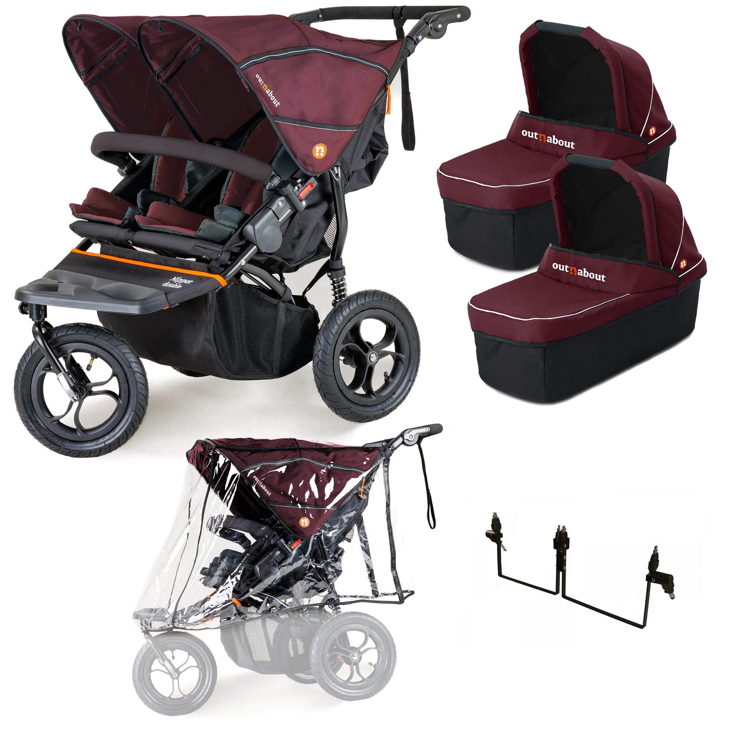 Out n About Nipper Double Twin Starter Kit in Brambleberry Red