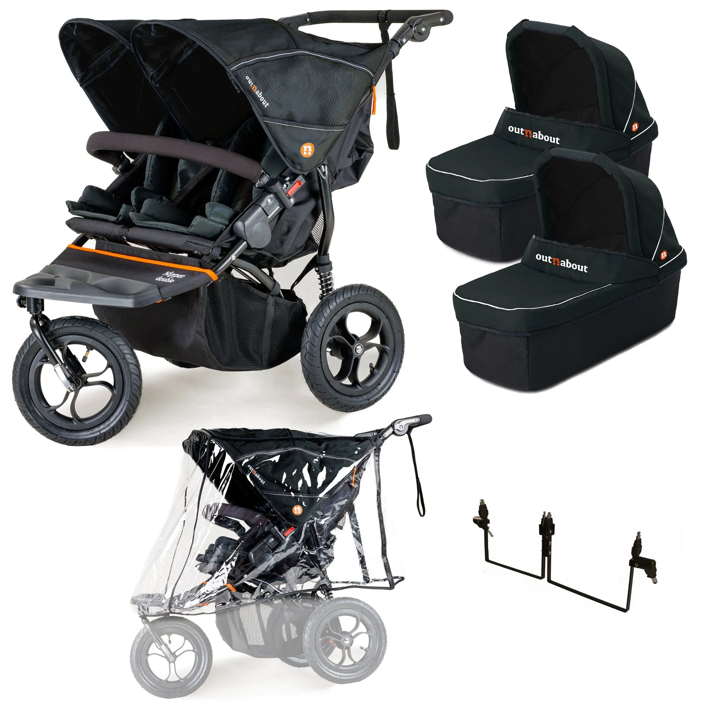 Out n About Nipper Double Twin Starter Kit in Forest Black