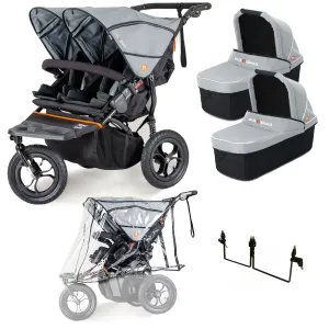 Out n About Nipper Double Twin Starter Kit in Rock Salt Grey