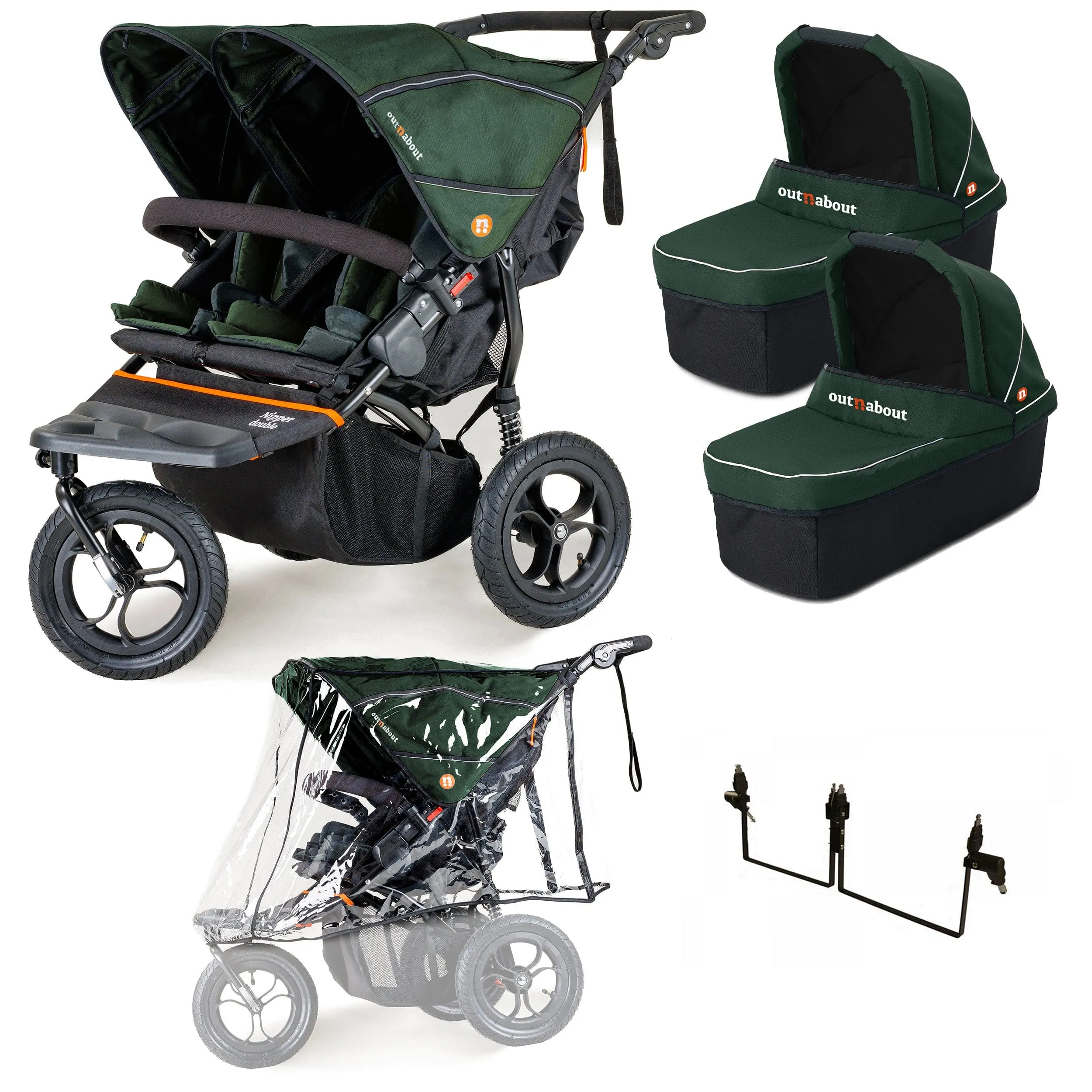 Out n About Nipper Double Twin Starter Kit in Sycamore Green