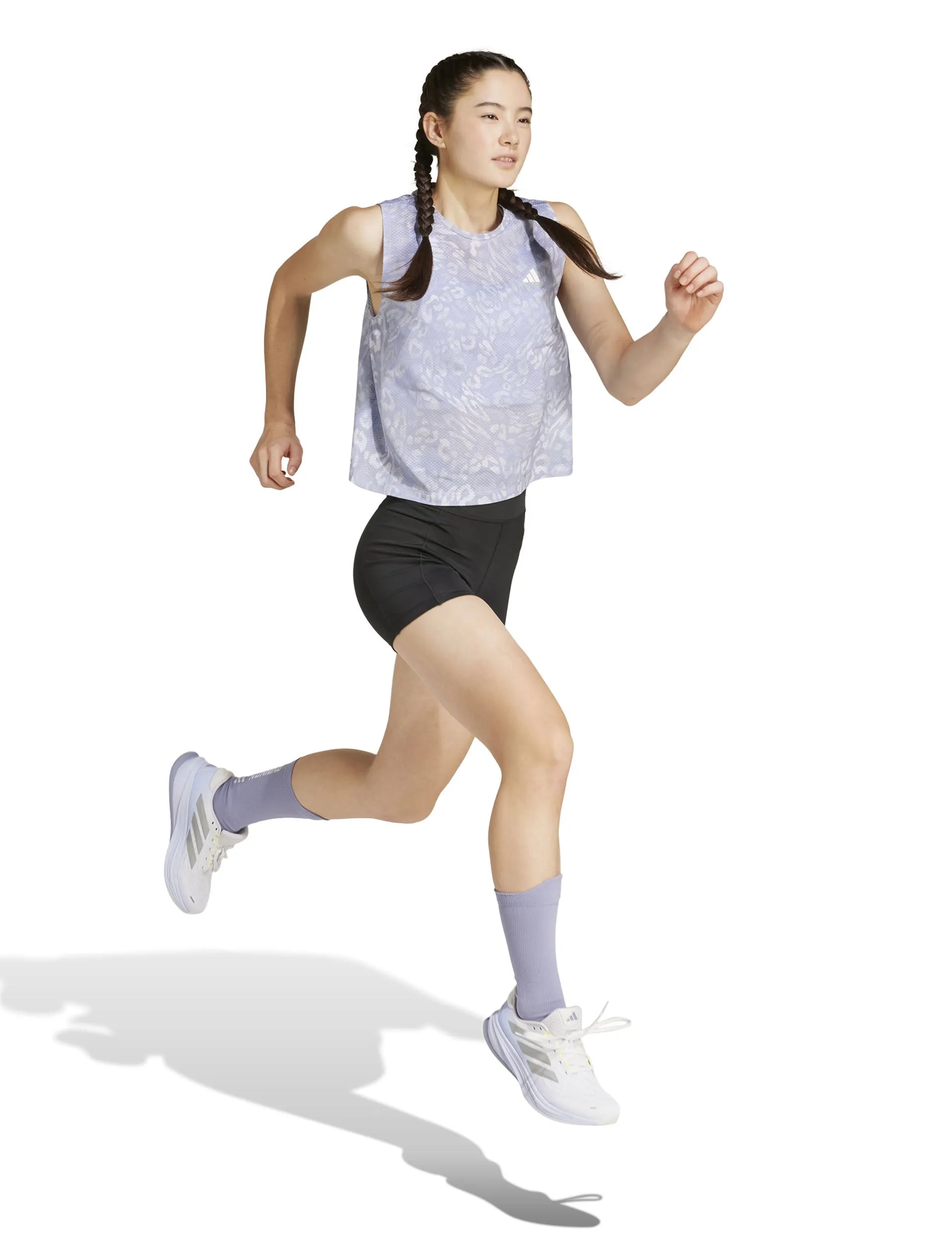 Own the Run CLIMACOOL 3-Stripes Tank Top - Dash Grey/Violet Tone