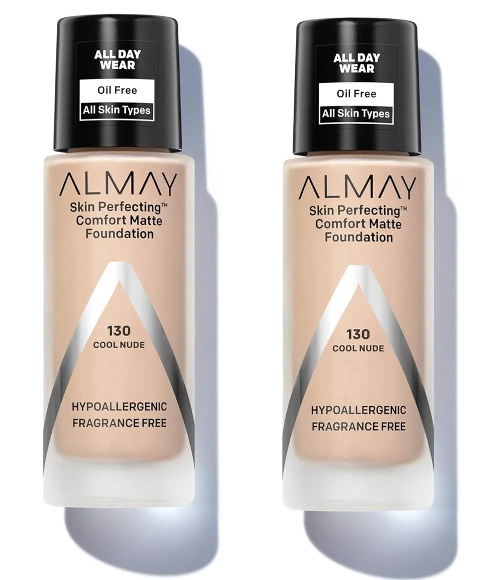 Pack of 2 Almay Skin Perfecting Comfort Matte Foundation, Cool Nude 130