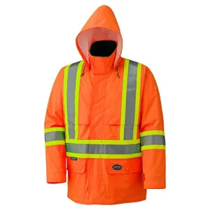 Pioneer V1090150 Lightweight Hi-Viz Safety Rain Jacket, Comfort Fit, Orange