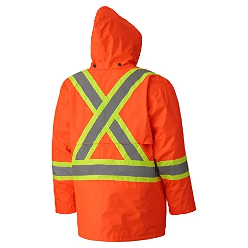 Pioneer V1090150 Lightweight Hi-Viz Safety Rain Jacket, Comfort Fit, Orange