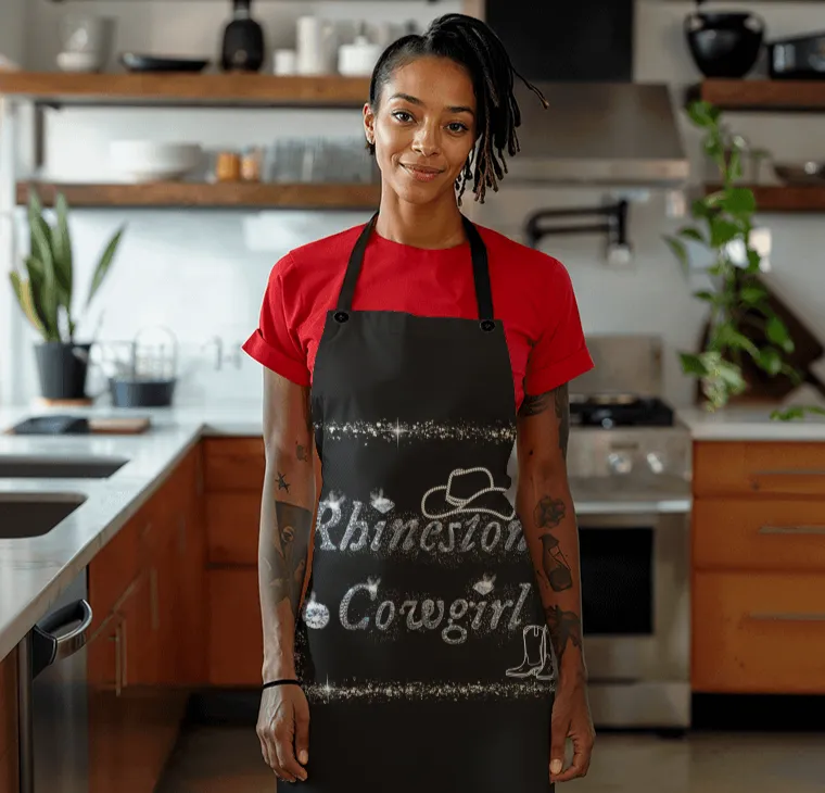 Rhinestone Cowgirl Black Graphic Apron