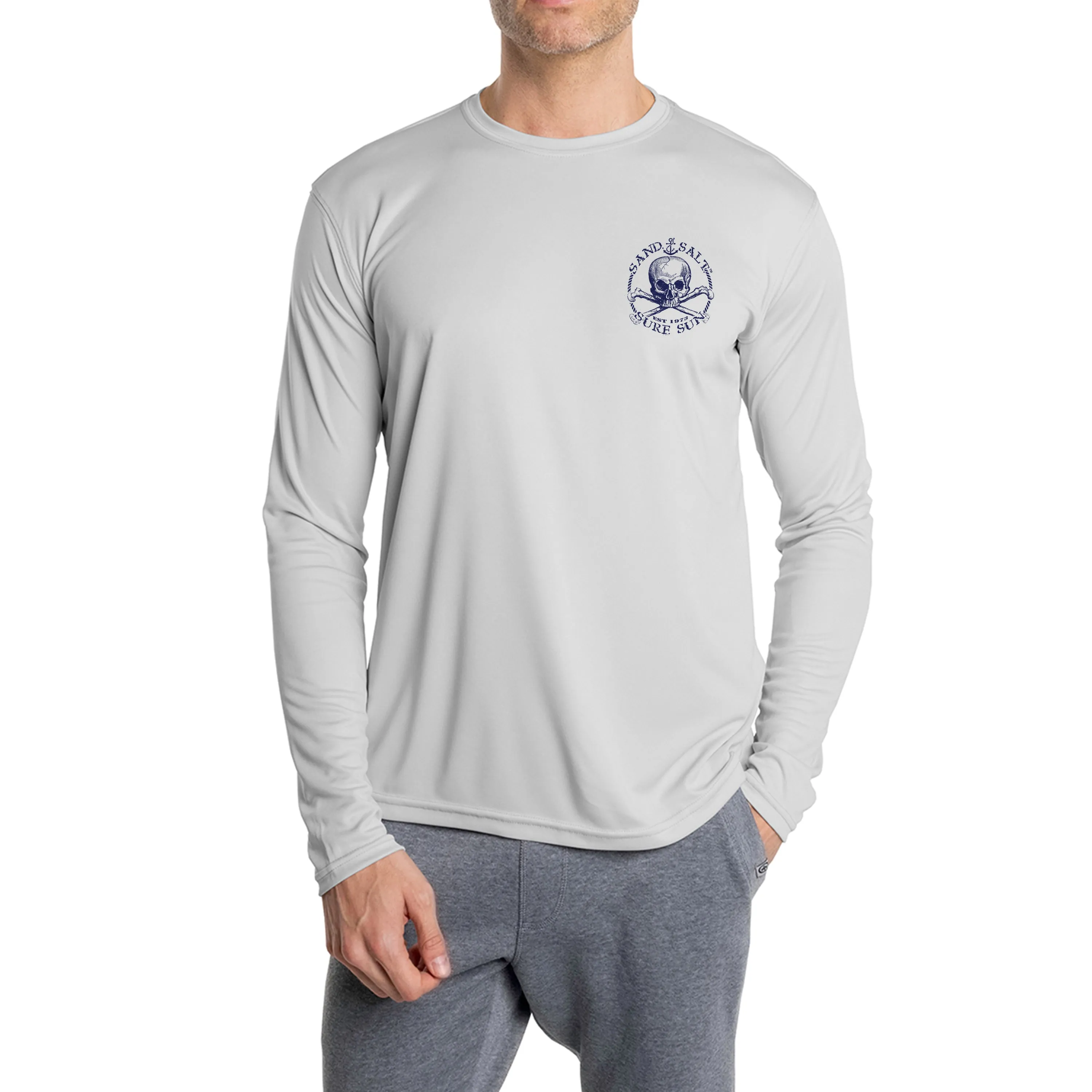 SAND.SALT.SURF.SUN. Flag Turtle Men's UPF 50  UV Sun Protection Performance Long Sleeve T-Shirt